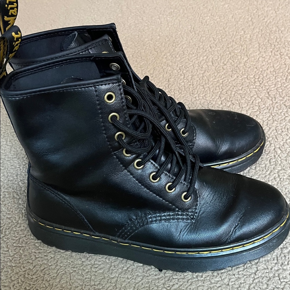 Dr. Martens Zavala Black Leather Combat Boots - Women's Size 8 - Picture 5 of 9